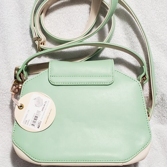 MATMAZEL "Palmy" Round Metal Buckle Hand & Shoulder, Crossbody Bag- Pink & Green - Picture 6 of 14